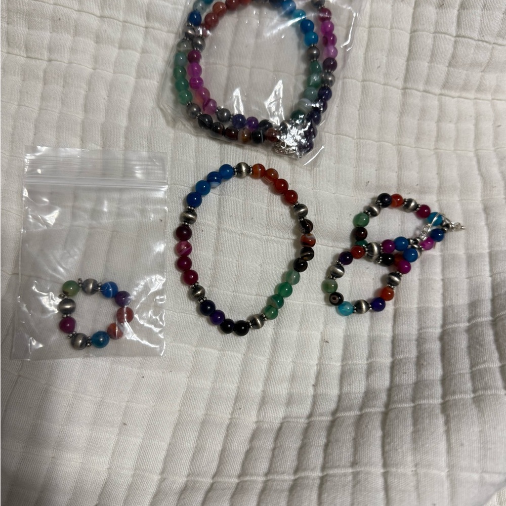 Hespera Multicolor Beaded Bracelet Set with Navajo pearls